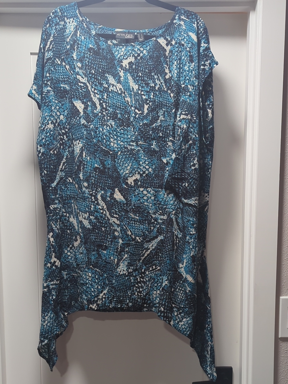 Attitudes by Renee Blue Abstract Midi Dress